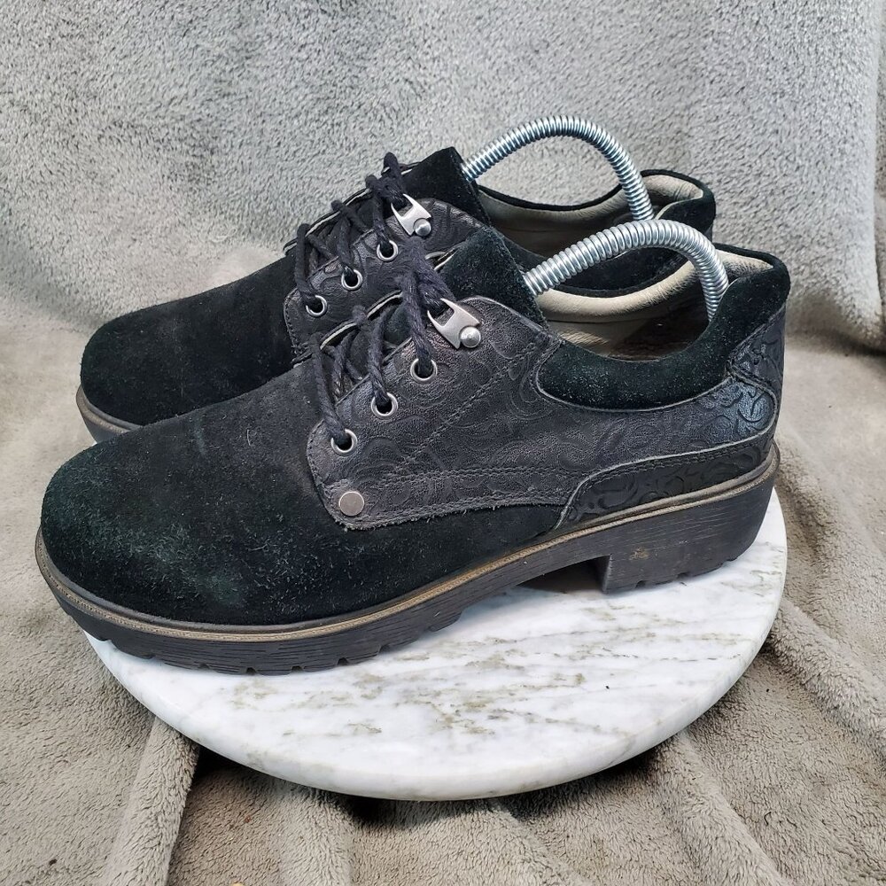 Alegria By PG Lite Shoes Womens Size EU 40 9.5 Cheryl Briar Black Suede Lace-Up